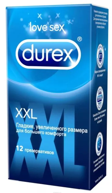 Презервативы Durex XXL, увеличенный размер, презерватив, гладкие, 12 шт.