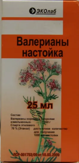 Валерианы настойка, настойка, 25 мл, 1 шт., ЭКОлаб