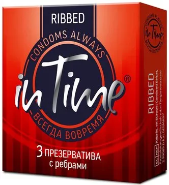 Презервативы In Time Ribbed, презерватив, ребристые, 3 шт.