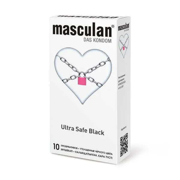 Презервативы Masculan Black Ultra Safe, утолщенные черного цвета, 10 шт.