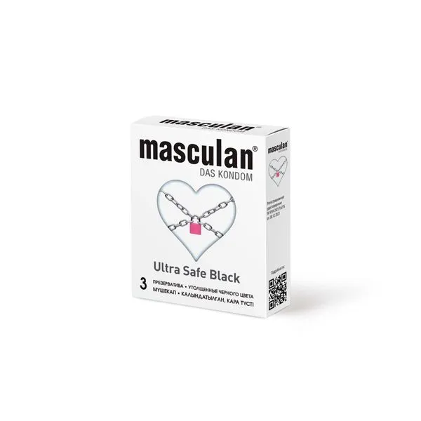 Презервативы Masculan Black Ultra Safe, утолщенные черного цвета, 3 шт.