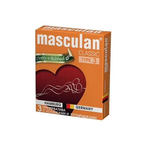 Презервативы Masculan Classic 3, презерватив, с колечками и пупырышками, 3 шт.