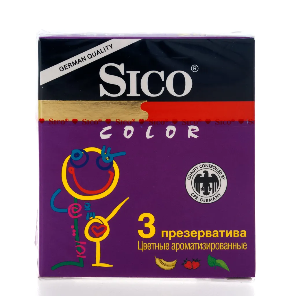 Презервативы Sico Color, презерватив, цветные, ароматизированные, 3 шт.