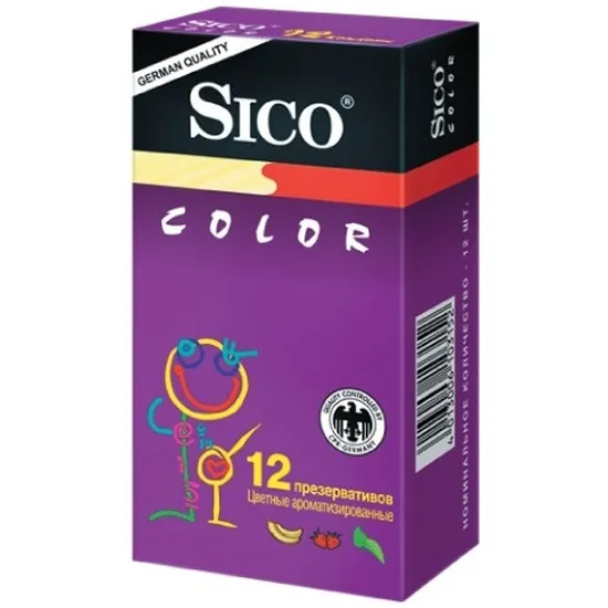 Презервативы Sico Color, презерватив, цветные, ароматизированные, 12 шт.