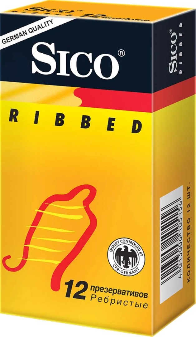 Презервативы Sico Ribbed, презерватив, ребристые, 12 шт.