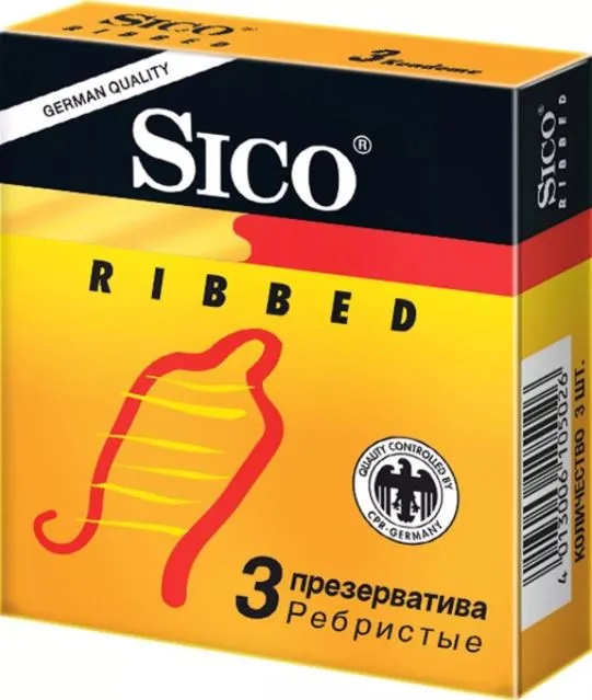 Презервативы Sico Ribbed, презерватив, ребристые, 3 шт.