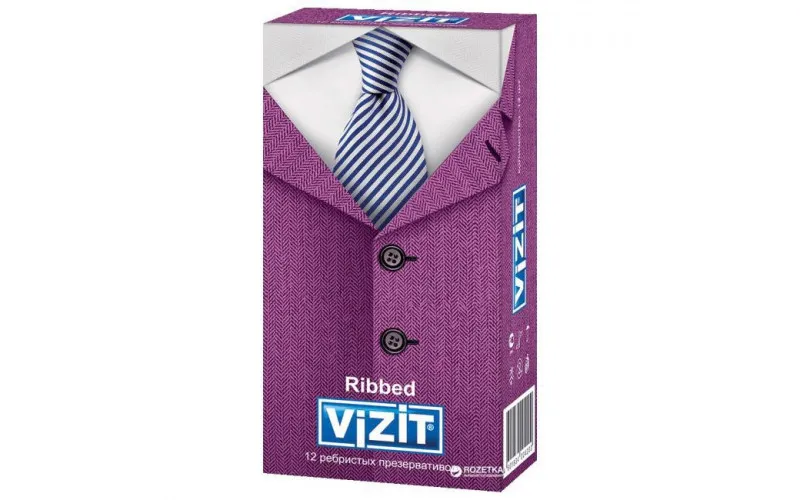 Презервативы Vizit Ribbed, презерватив, ребристые, 12 шт.