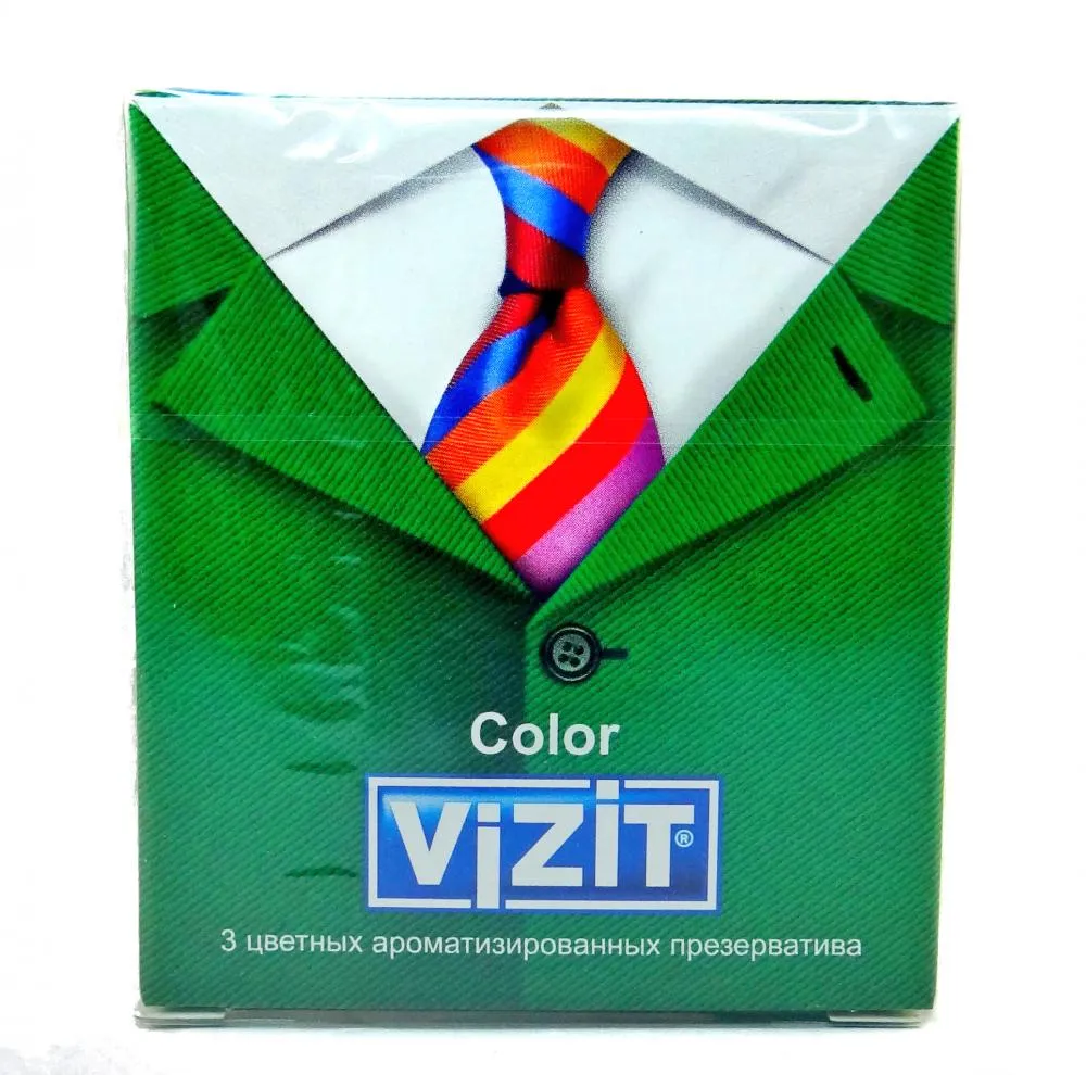 Презервативы Vizit Color, презерватив, цветные, ароматизированные, 3 шт.