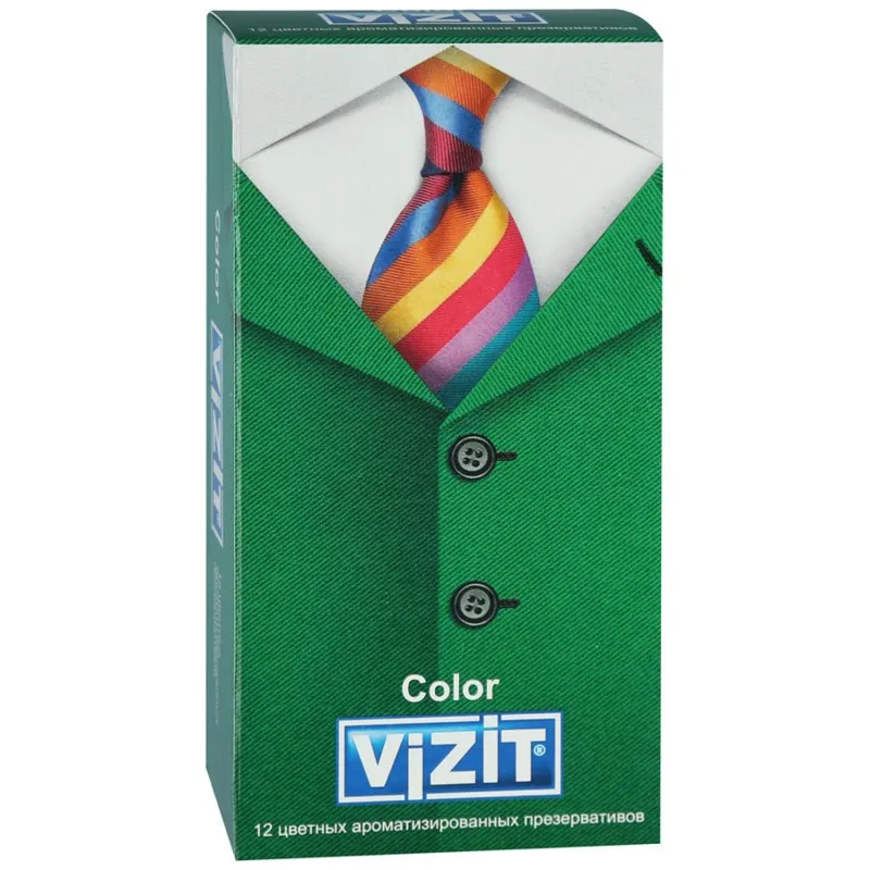 Презервативы Vizit Color, презерватив, цветные, ароматизированные, 12 шт.