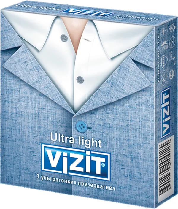 Презервативы Vizit Ultra light, презерватив, ультратонкие, 3 шт.