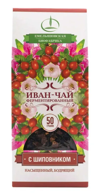 Иван-чай ферментированный с шиповником, чайный напиток, 50 г, 1 шт.