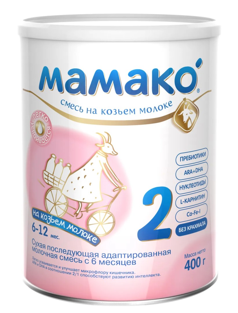 Мамако 2 Premium молочная смесь на основе козьего молока, смесь молочная сухая, 400 г, 1 шт.