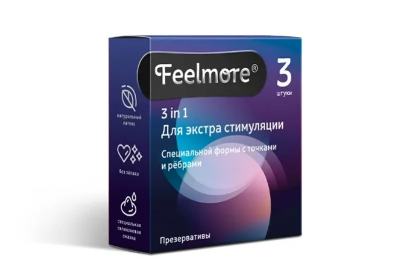 Feelmore Презервативы 3 в 1 Для экстра стимуляции, презерватив, 3 шт.