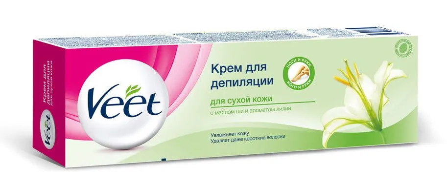 Veet крем для депиляции для сухой кожи, крем, с маслом ши и ароматом лилии, 100 мл, 1 шт.