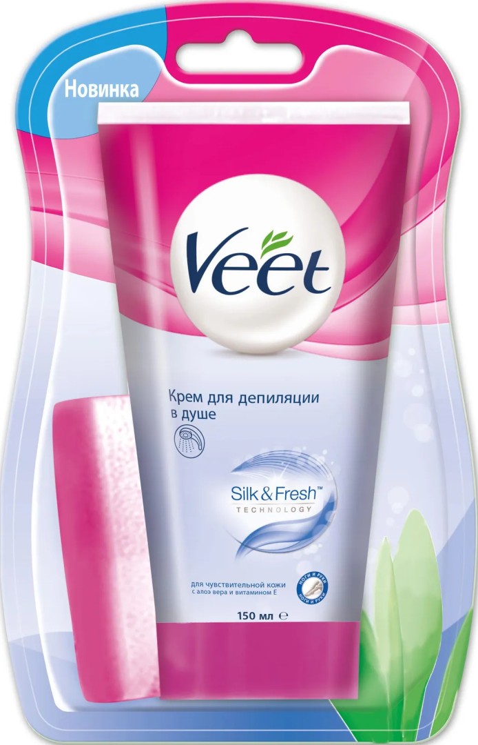 Veet крем для депиляции в душе для чувствительной кожи, крем, с алоэ вера и витамином E, 150 мл, 1 шт.