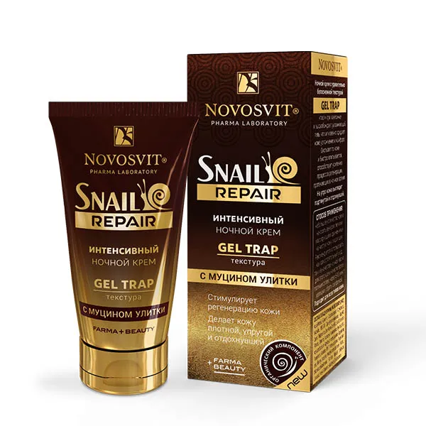 Novosvit Snail Repair Интенсивный ночной крем gel trap с муцином улитки, крем-гель, для лица, 50 мл, 1 шт.