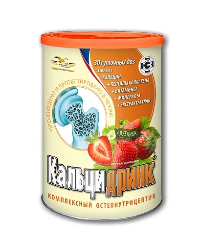 Кальцидринк, порошок, со вкусом клубники, 390 г, 1 шт.