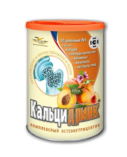 Кальцидринк, порошок, со вкусом персика, 390 г, 1 шт.