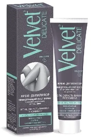 Velvet Delicate крем для депиляции замедляющий рост волос, крем-депилятор, предотвращающий врастание волос, 100 мл, 1 шт.