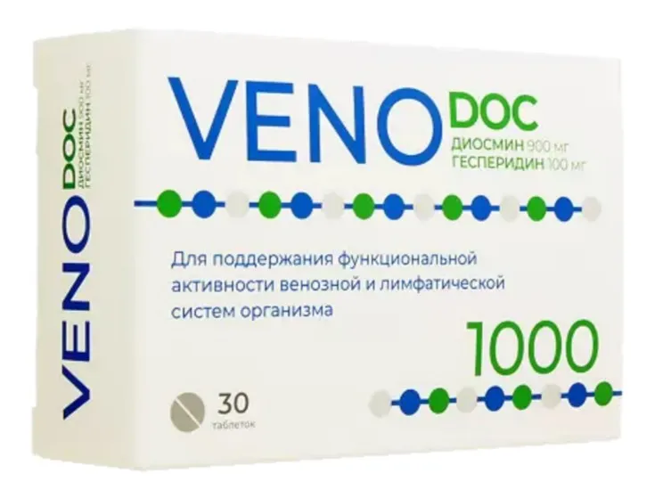 VENO DOC Диосмин и Гесперидин 1000, таблетки, 30 шт.