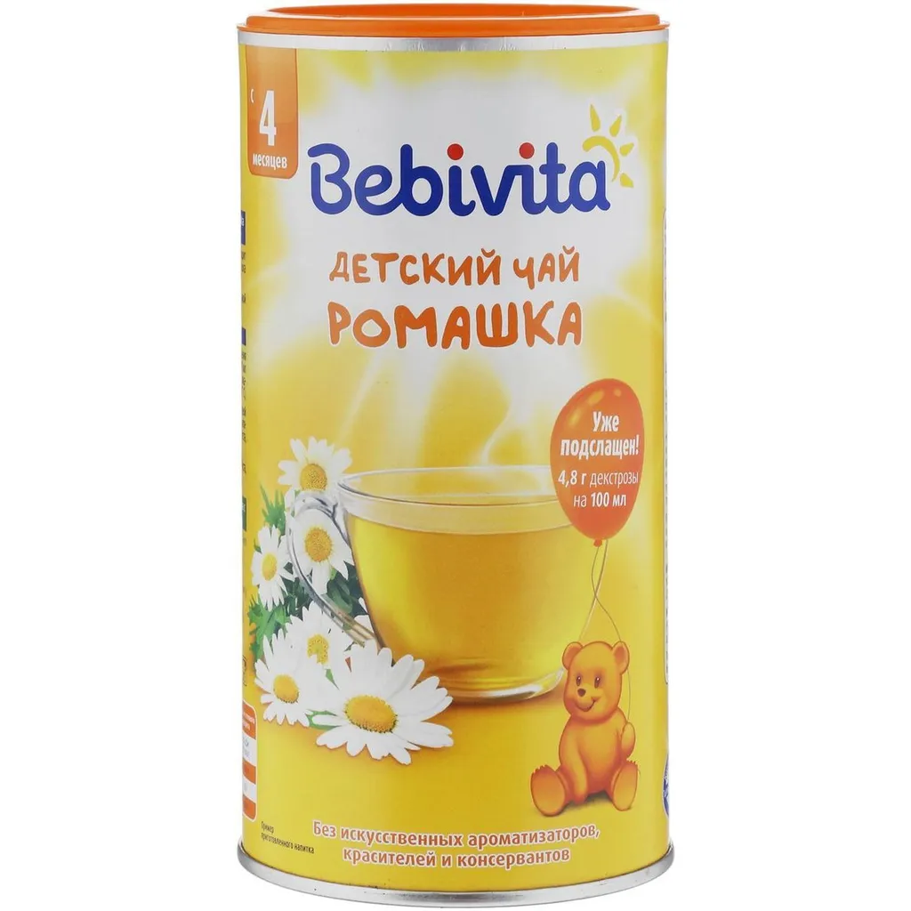 Bebivita Чай гранулированный, для детей с 4 месяцев, ромашка, 200 г, 1 шт.