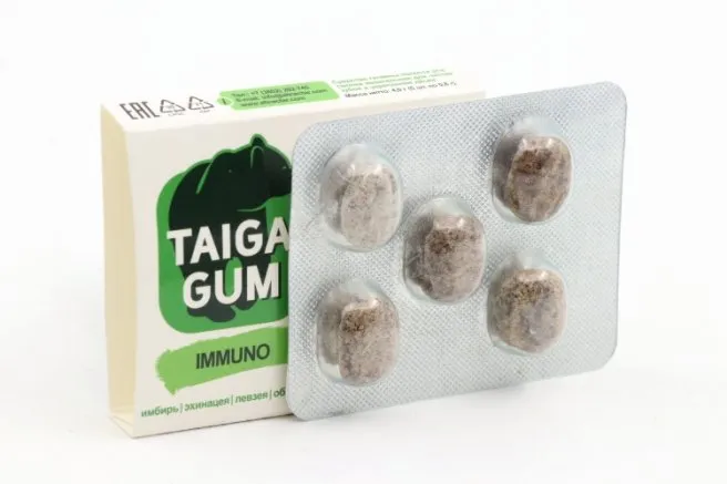 Taiga Gum Смолка жевательная Иммуно, без сахара, 5 шт.