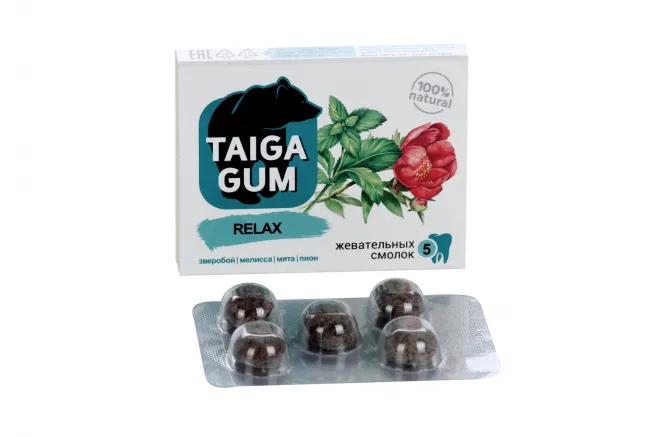 Taiga Gum Смолка жевательная Релакс, без сахара, 5 шт.