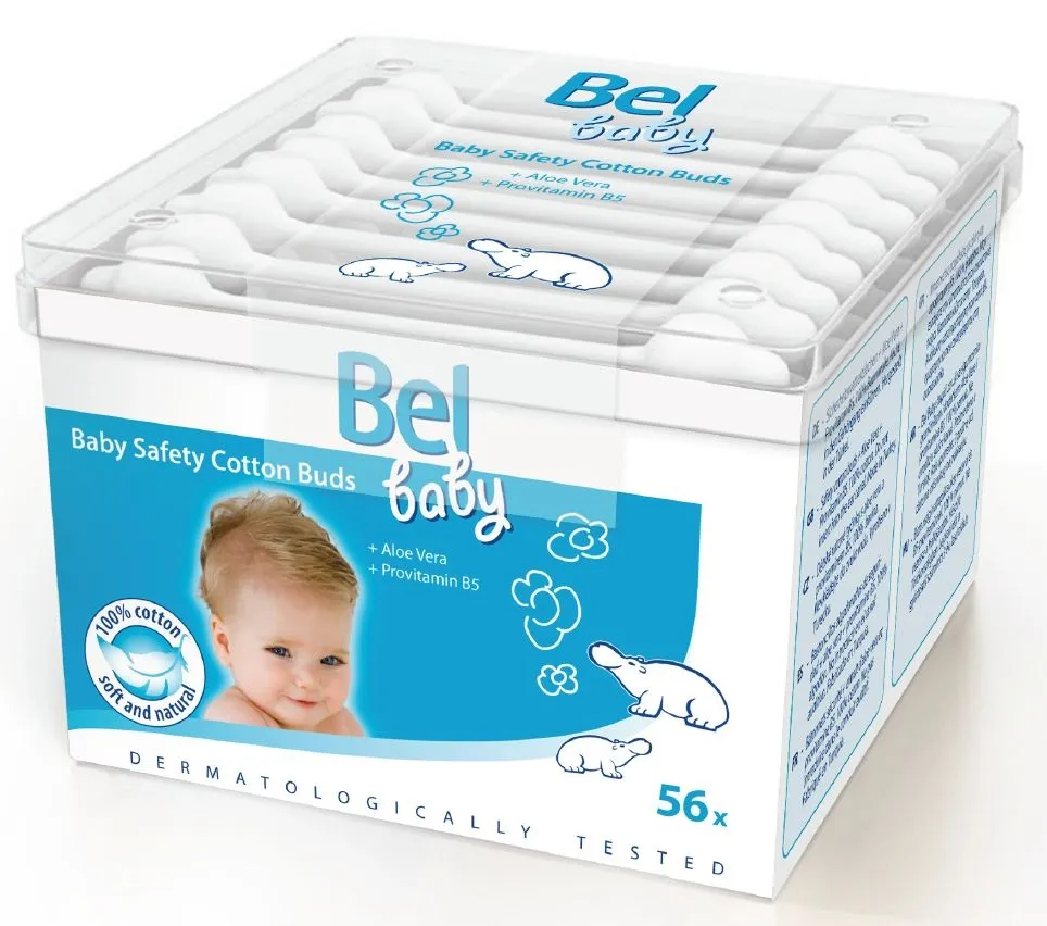 Bel Baby Ватные палочки детские безопасные, с ограничителем, 56 шт.