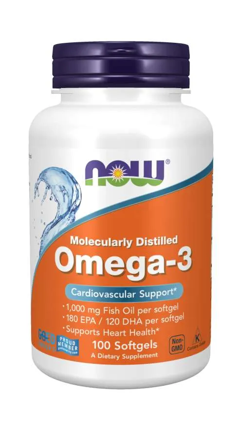 NOW Omega-3 Омега-3 1000 мг, 1000 мг, капсулы, 100 шт.