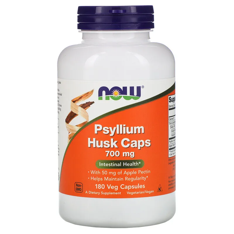 NOW Psyllium Husk Caps Подорожник с пектином, 700 мг, капсулы, 180 шт.