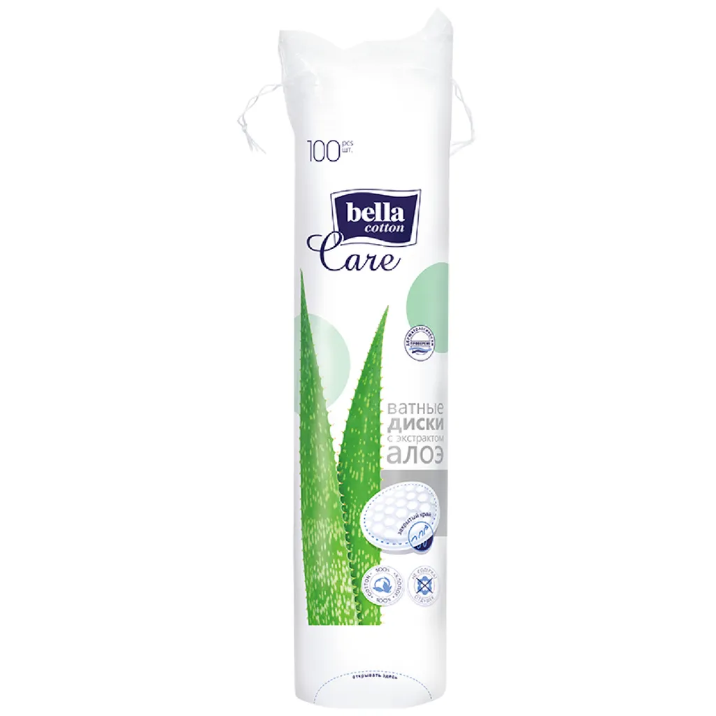 Bella Cotton Care Ватные подушечки с экстрактом алоэ, 100 шт.