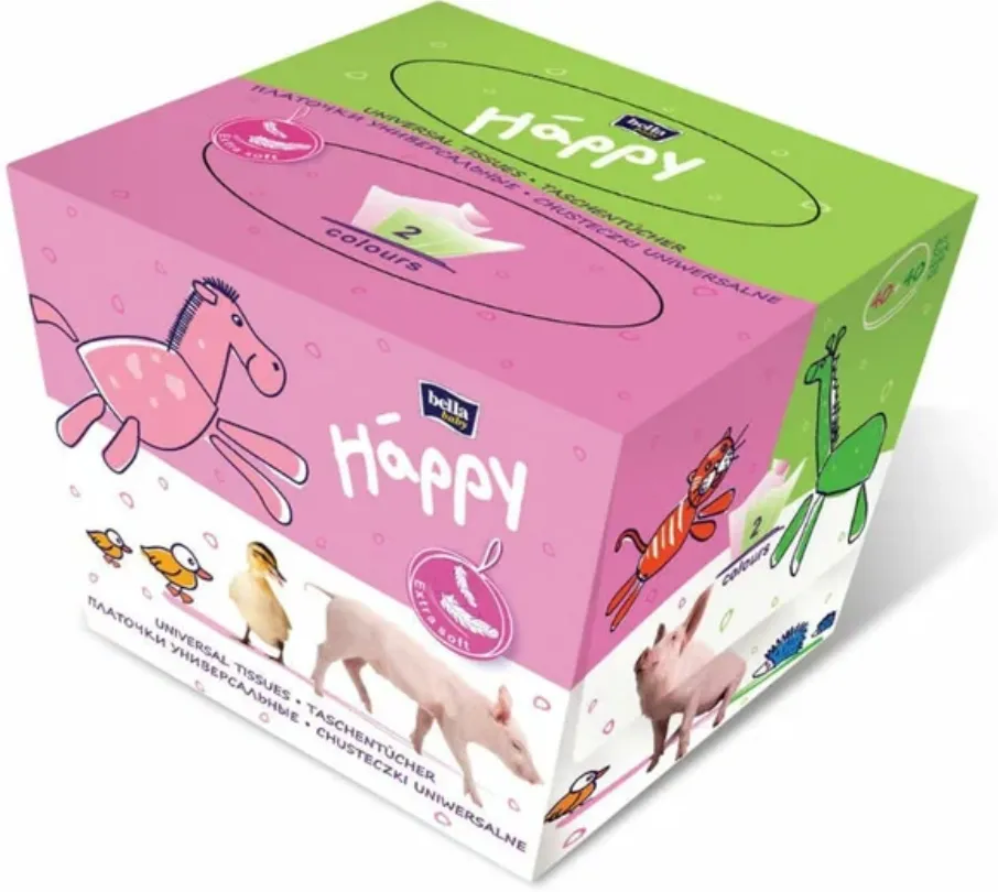 Bella Baby Happy Платочки универсальные, Платочки двухслойные, Свинка, 80 шт.