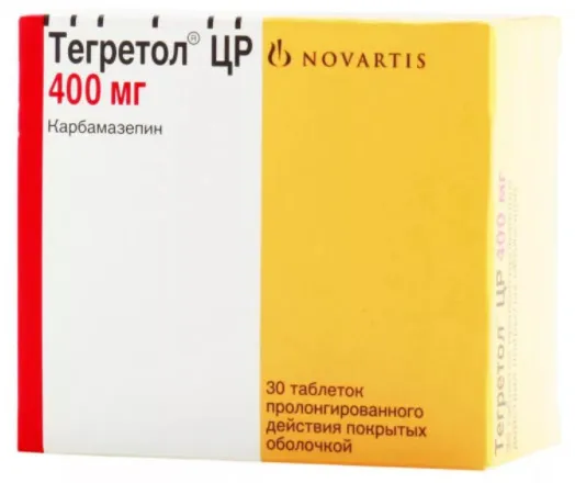 Тегретол ЦР, 400 мг, таблетки пролонгированного действия, покрытые оболочкой, 30 шт.