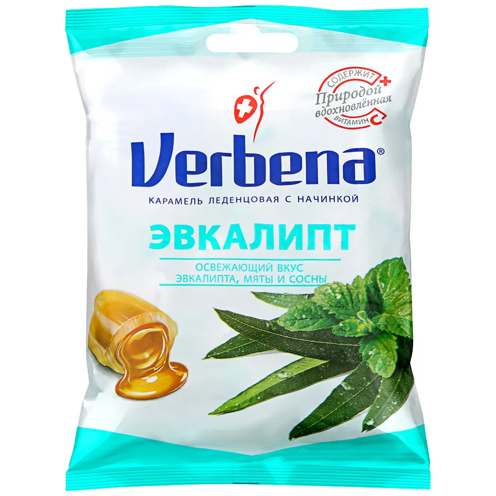 Verbena Эвкалипт карамель с начинкой, леденцы, 60 г, 1 шт.