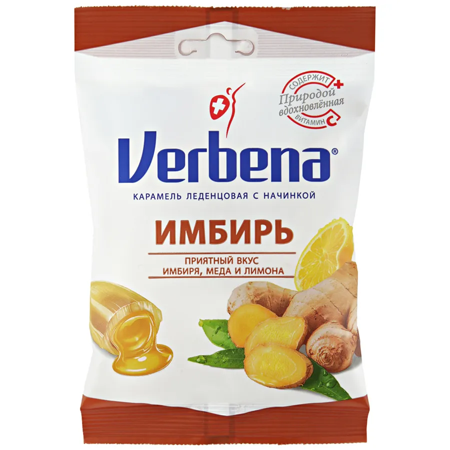 Verbena Имбирь карамель с начинкой, леденцы, 60 г, 1 шт.