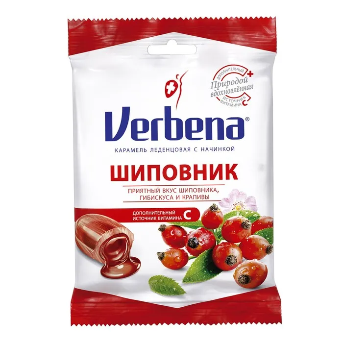 Verbena Шиповник карамель с начинкой, леденцы, 60 г, 1 шт.