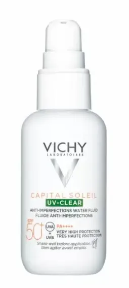 Vichy Capital Soleil UV-Сlear Солнцезащитный флюид для лица SPF50, флюид, для проблемной кожи, 40 мл, 1 шт.