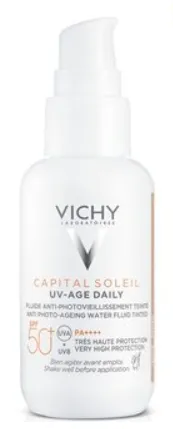 Vichy Capital Soleil UV Age-Daily Флюид для лица против признаков фотостарения SPF 50+, флюид, тонирующий эффект, 40 мл, 1 шт.