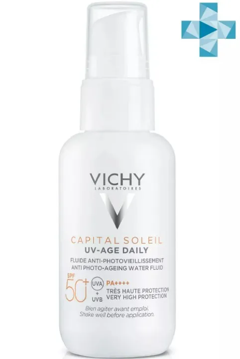 Vichy Capital Soleil UV Age-Daily Флюид для лица против признаков фотостарения SPF 50+, флюид, 40 мл, 1 шт.