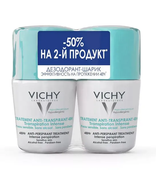 Vichy Deodorants дезодорант регулирующий 48 ч, део-ролик, 50 мл, 2 шт.