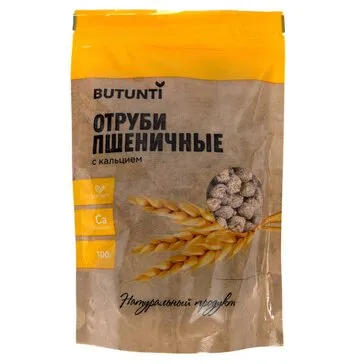 Butunti Отруби хрустящие пшеничные с кальцием, отруби, 100 г, 1 шт.