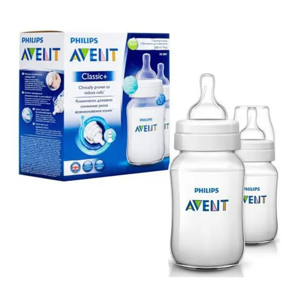 Бутылочка Philips AVENT Classic+ полипропиленовая, 260 мл, 2 шт.