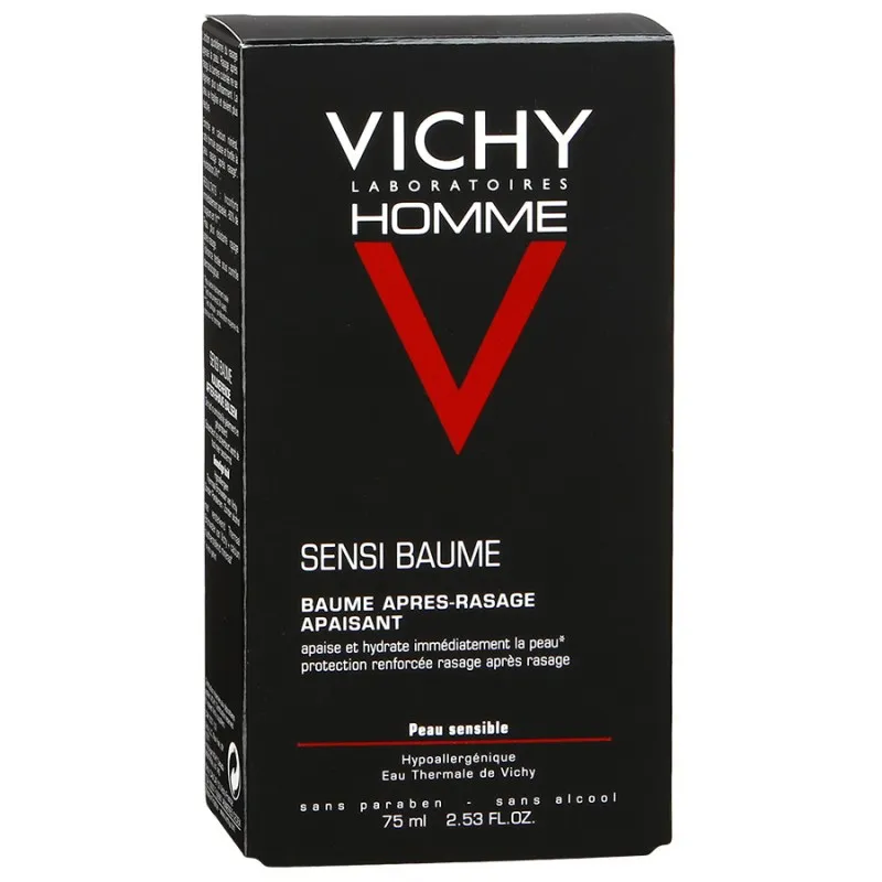 Vichy Homme Sensi Baume бальзам после бритья для чувствительной кожи, бальзам для лица и тела, мужские, 75 мл, 1 шт.