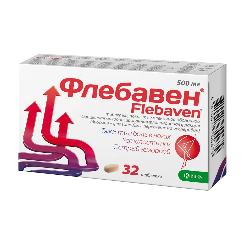 Флебавен, 50 мг+450 мг, таблетки, покрытые пленочной оболочкой, 32 шт.