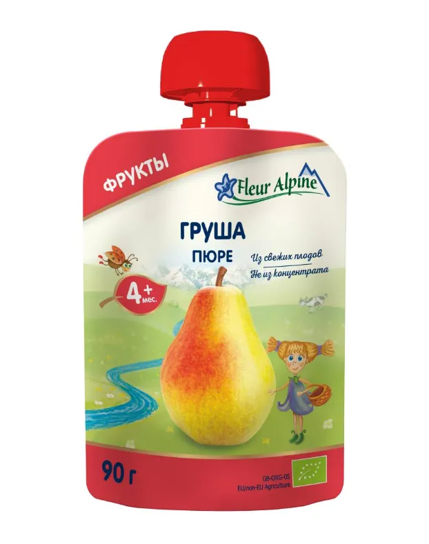 Fleur Alpine Органик Пюре груша, для детей с 4 месяцев, пюре, 90 г, 1 шт.