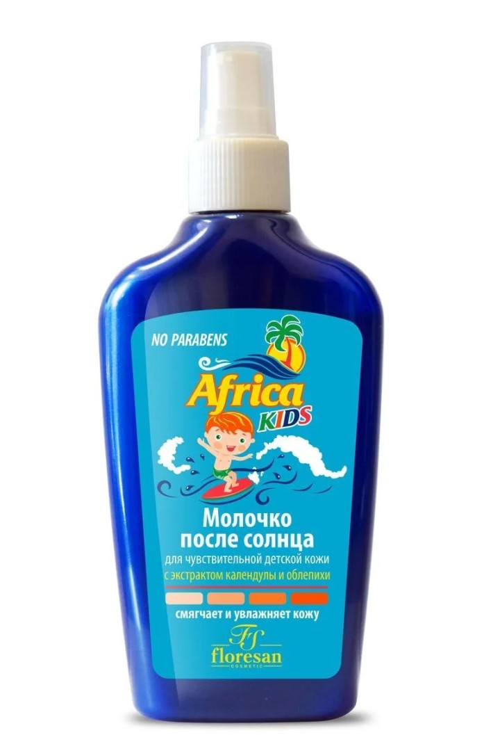 Floresan Africa Kids молочко после солнца, формула 408, спрей, с экстрактом календулы и облепихи, 200 мл, 1 шт.