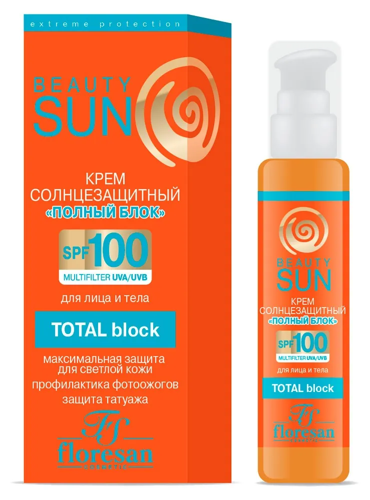 Floresan beauty sun крем солнцезащитный Полный блок, формула 285, крем, 75 мл, 1 шт.