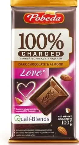 Чаржед шоколад темный с миндалем Love, 100 г, 1 шт.