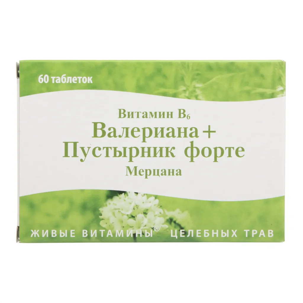 Витамин В6 Валериана+Пустырник Форте, таблетки, 60 шт.