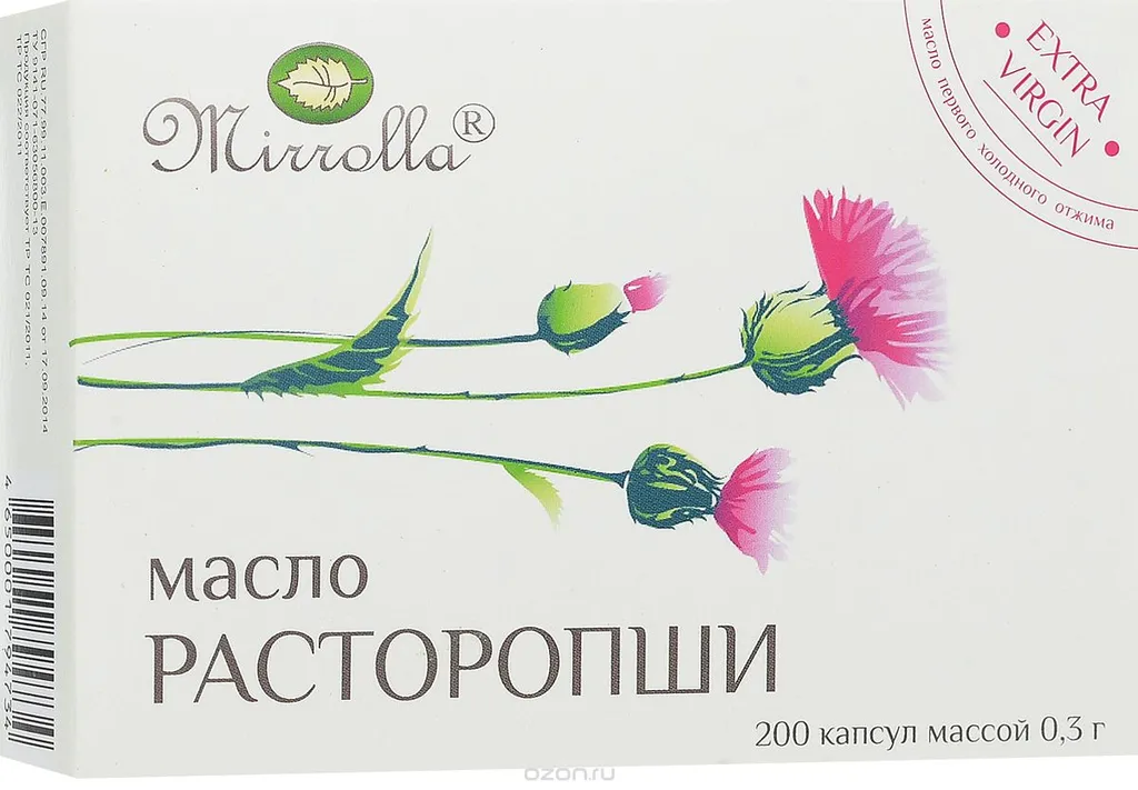 Масло расторопши Мирролла, 0.3 г, капсулы, 200 шт.